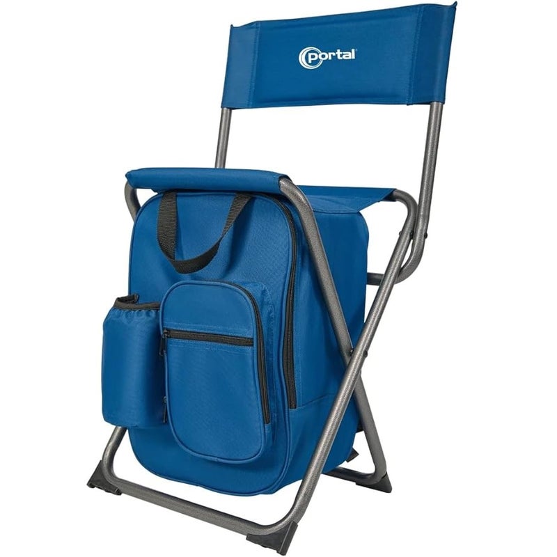 PORTAL Backpack Cooler Chair Fishing Chairs with Backrest Folding Camping Stool Compact for Outdoors Hiking Hunting Travel, Supports 225 lbs Capacity - Image 1